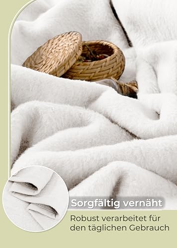 LAYNENBURG Premium Baumwolldecke 150x200 cm - Oeko-TEX 100 - Baumwollmix Kuscheldecke - Decke als Wohndecke, Sofa-Decke & Couchdecke - Wolldecke kuschelig-warm aus Baumwolle (Creme)