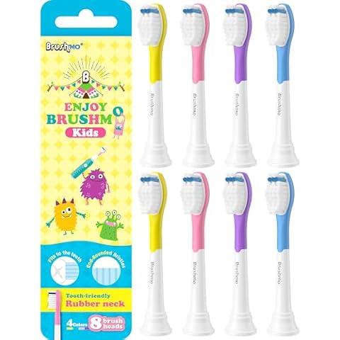 Brushmo for Kids Ages 7+ Soft Replacement Toothbrush Heads Compatible with Philips Sonicare HX6042/94, Standard, 8 Pack Cover