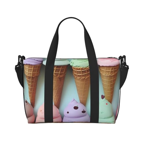 Travel Duffel Bags Personal Item Bag Carry on Luggage Bag Training Handbag Lightweight Waterproof Sports Gym Bag Ice Cream Cones Weekender Bag for Women Men