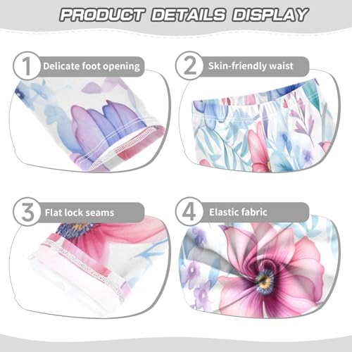 Bolaz Toddler Girls Leggings Printed Yoga Pants Leggings Purple Blue Pink Flower for Kids3