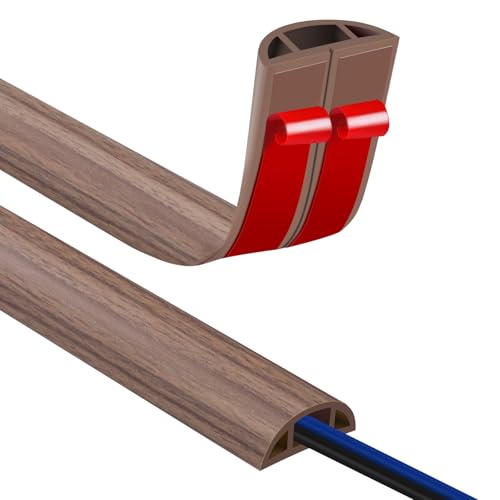 Canaletas para Cables Adhesivas, Madera Pasacables Suelo Goma, Canaleta Cables, para Uso en Oficinas, Escuela, Almacén, Conciertos, Etc, para Proteger Los Cables Evitar Riesgos deTropiezo