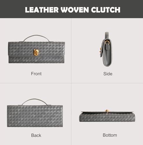 Image of Woven Clutch Purses for Women, Leather Evening Clutch, Handmade Woven Shoulder Bag Crossbody Bag