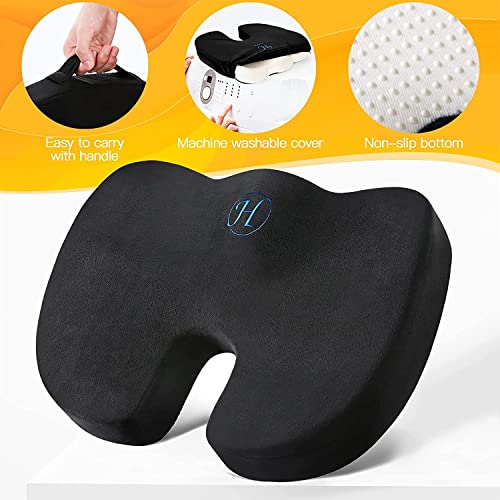 Holufer Seat Cushion,Office Chair Cushion For Back Pain,Lower Back & Sciatica Pain Relief,Memory Foam Office Chair Car Seat Cushions With Handle & Non-Slip Base #TOP6