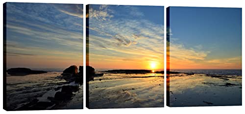 SUMIANYH Leinwanddruck mit Strandszene am Meer, Wandkunst, Leinwanddruck, Dekorbild, Kunstwerk, gespannte Leinwand, Holzrahmen, für Wohnzimmer, Schlafzimmer, Badezimmer, Büro, Küche, Wanddekoration Cover