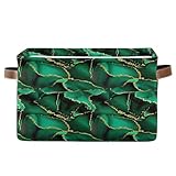 Chic Fluid Emerald Open Home Storage Bins, Decorative Storage Box with Handle for Home