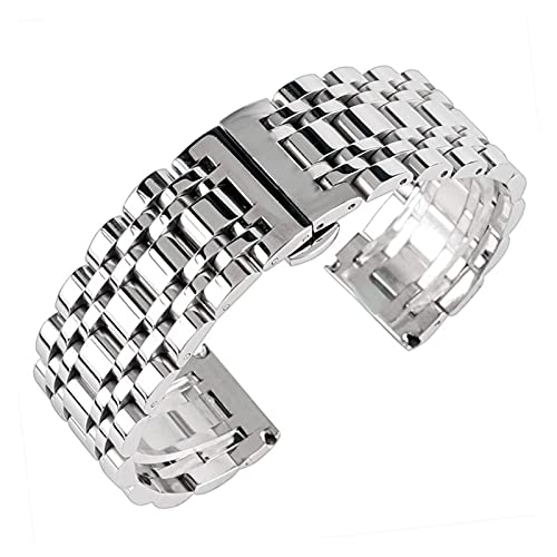 Bracelet en acier inoxydable 20mm 22mm 24mm argenté à boucle cachée