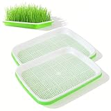LIULINY 2 Stück Keimschalen für Sprossen, 22 * 14cm Kresse Anzuchtschalen, Hydrokultur Sprossenschale, Kleine Keimschalen für Anzucht von Mungbohnen Alfalfa Weizengras, Microgreens und Brunnenkresse
