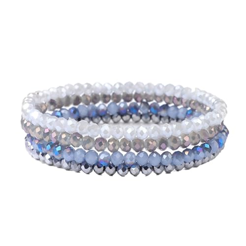 Hernin Damen Kristall Perlen Armband,Mehrschichtige Kristall-Stein-Perlen-Armbänder für Frauen,Mehrschichtige Stretch-Armband,Bohemian Crystal Beaded Multi-Layered Stretch Bracelet (Blau #5)