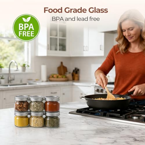 Image of ComSaf 8 oz Regular Mouth Mason Jars,6Pcs Glass Jars for Home Cooks Making Jam and Jelly, and Crafters Creating DIY Candles and Party Favors, Canning Jar with Lids and Rings，Includes Labels & Twine