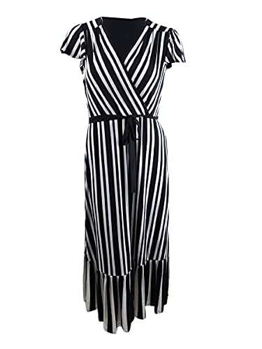 INC International Concepts Striped Faux-Wrap Maxi Dress (Clover Cane Stripe, L)