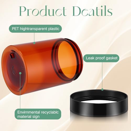 Image of Patelai 4 Pcs Plastic Jars Wide Mouth with Lids,10 Ounce,Amber