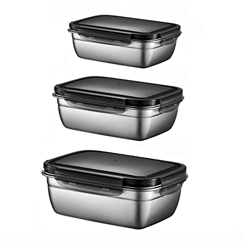 ZHDHOME Frischhaltedosen mit deckel Vorratsdosen Set Frischhaltedose aus Edelstahl Lunchbox mit luftdichtem Deckel 3er Set Meal Prep Vorratsdose Groß Kunststoff Cover