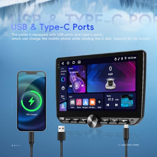 Autoradio Android 15 de 10 pouces universel avec Carplay sans fil et navigation GPS
