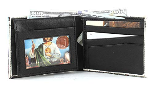 Leather Impressions Christian Gifts For Men - Bifold Wallet With 2 Flip Up ID Windows, 2 Inner Slots, 2 Billfold Pockets & 7 Card Slots - Classic Personalized Bible Wallet With Gift Box (St. Jude)3