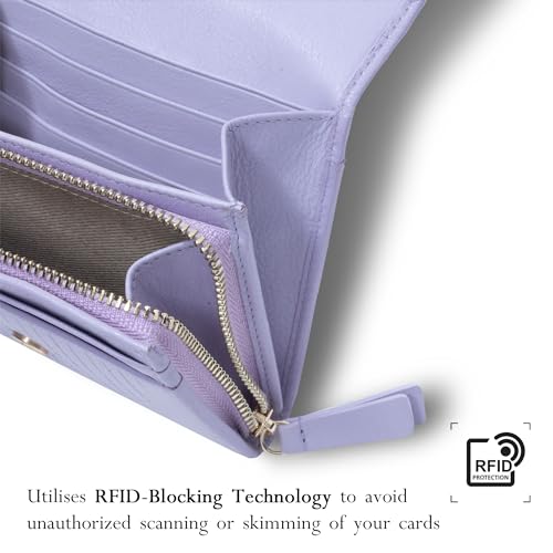 Portefeuille en cuir nappa haut de gamme au design classique lilas