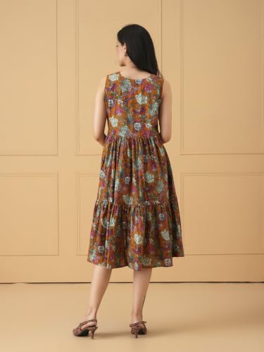 Image of The Mom Store Maternity and Nursing Sleeveless Dress for Women | Casual Dress | Pre and Post Pregnancy Wear | Printed Stylish Dress for New Mom | Trendy Dresses for Women's
