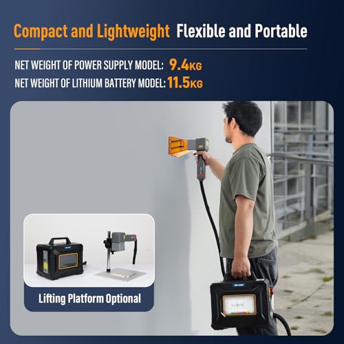 Image of SFX 60W Fiber Laser Marking Machine, Portable Handheld Laser Engraver for Metal, Wood & Leather, 100x100mm Working Area, Industrial Class 1 Laser Marker (0.39mW Output)