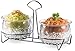 Chips and Dips Condiments Server Cups Chilled On Ice Dispenser, Organizer Condiment Caddy Holder Set with Stainless Steel Rack, 2 Bowl Sections Holds Chip and Dip Fruit & Salad & Dessert Centerpiece.