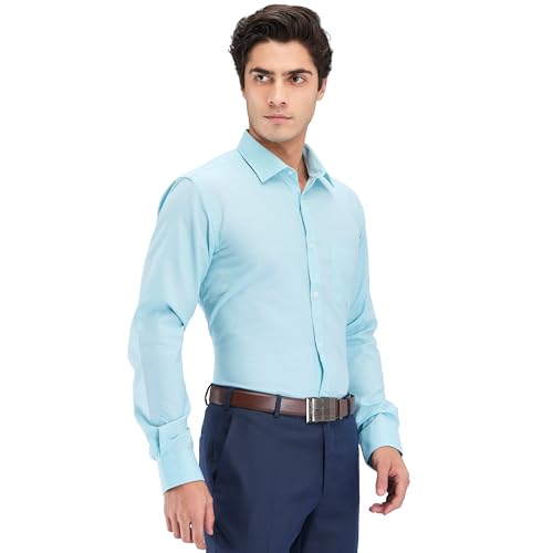 Image of Park Avenue Men's Slim Fit Structure Pattern Cotton Polyester Blend Semi Cutaway Collar Full Sleeve Formal Shirt