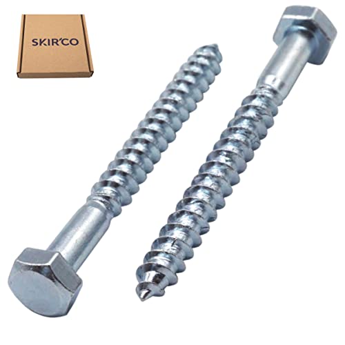 SKIR'CO (20 pcs) DIN 571 Zinc Plated Steel Hexagon Wood Screws M5 x 50 mm, Coach Screws, Hex Screw, Lag Bolts - Image 2