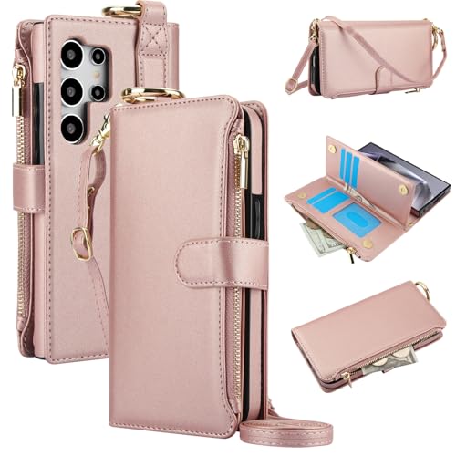 Étui Samsung Galaxy S22 rose gold avec étui portefeuille RFID et coque à rabat