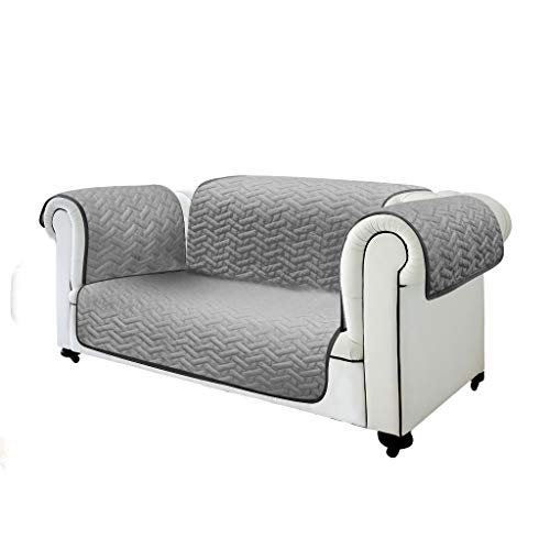 BEST DIRECT Sofa Cover Couch Slipcovers Protector for Dog Hair Waterproof Furniture Individual 2 Seats Black/Grey