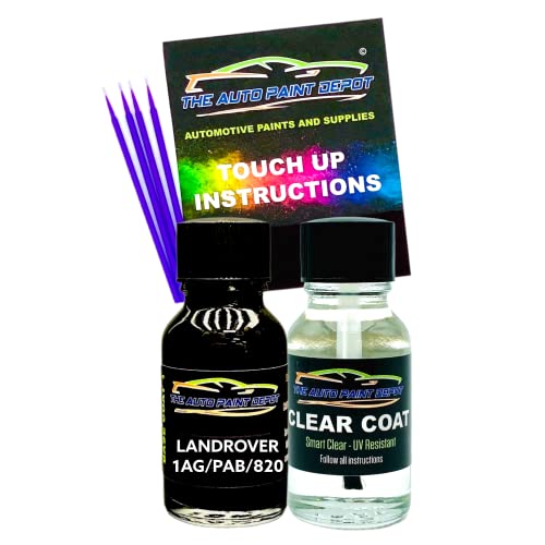Auto Paint Depot Touch Up Paint for Land-Rover Defender,Evoque,LR2,LR3,LR4,Range Rover,Range Rover Sport-Santorini Black Pearl 820/PAB (All Years, All Models) Half Ounce with Clear Coat
