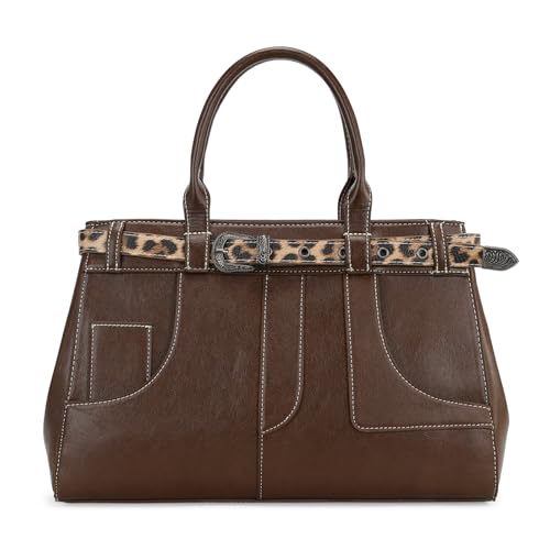 Western Tote Bag for Women, Retro Y2K Leather Handbag with