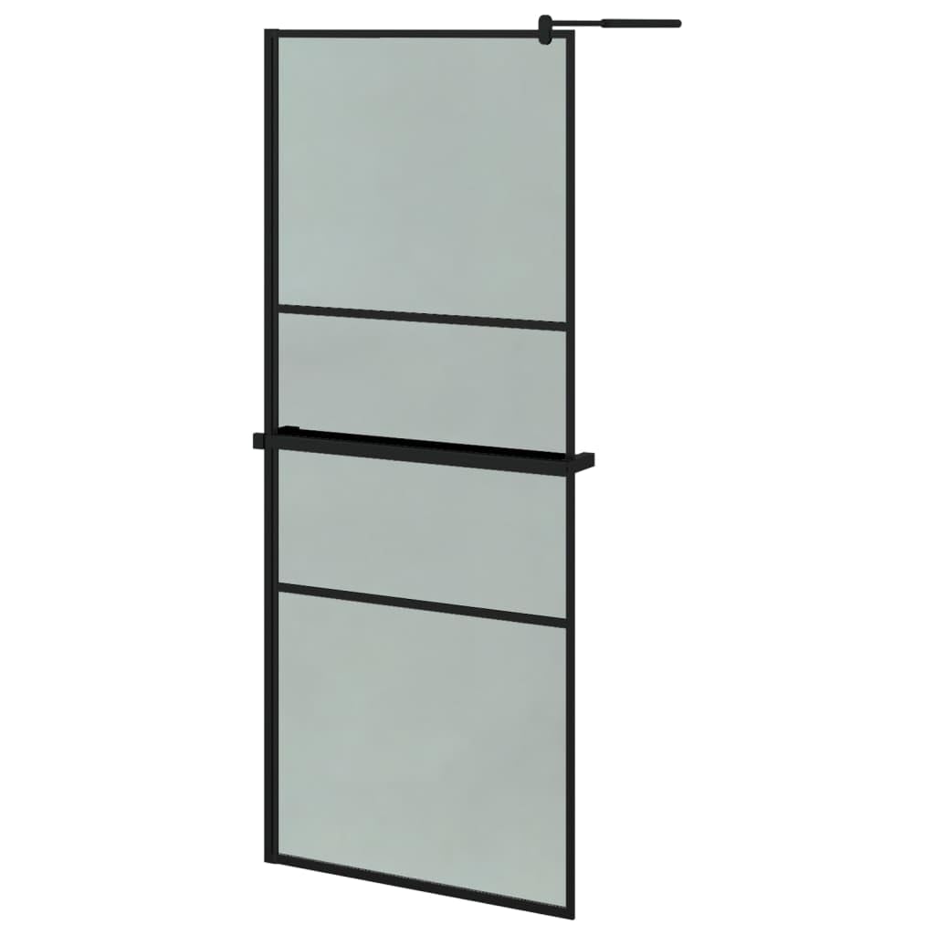 Mampara Ducha con Estante Vidrio ESG y Aluminio Negro 80x195 cm, Mampara Bañera, Mampara Baño Ducha, Cabina De Ducha, Mampara Baño - 3185454