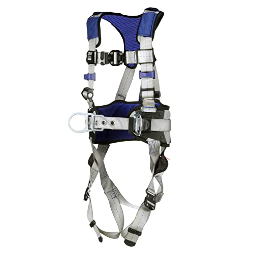 Image of 3M DBI-SALA ExoFit X100 Comfort Construction Positioning Safety Harness with Weight Distribution, OSHA, ANSI, 2 D-Ring Connections, Quick Connect Leg and Chest Buckles, Zinc Plated Steel, 1401051, M