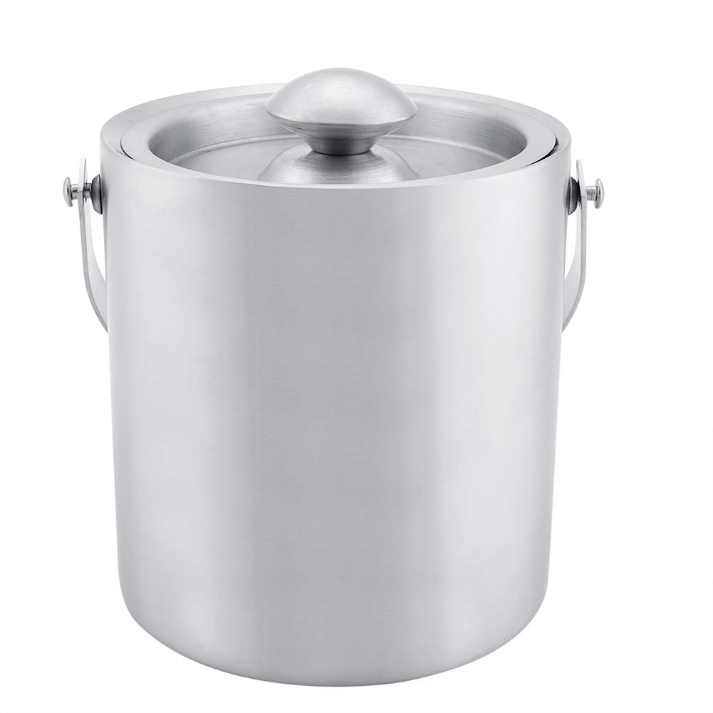 Cubitera de acero inoxidable de doble pared con tapa, cubitera térmica para bodas y fiestas, tamaños de 2 L y 3 L con tapa y asas, ideal para pícnic, cenas y eventos. (Decir)