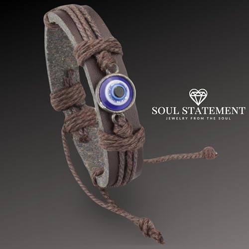 Pulsera de Cuero para Hombre con Amuleto Ojo Turco miniatura 6