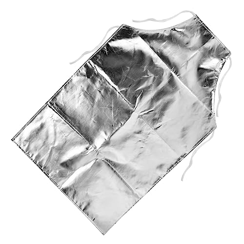 Yinhing Delantal resistente al de 1000 °C de, con revestimiento de de aluminio y respaldo de algodón, estilo con cordones, tamaño 95 x 70 cm, para fundición, vidriería y barbacoas industriales