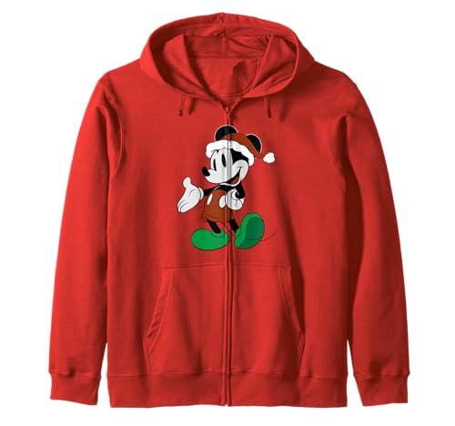 Sweat Mickey Disney de Noël zippé à capuche pour un style décontracté