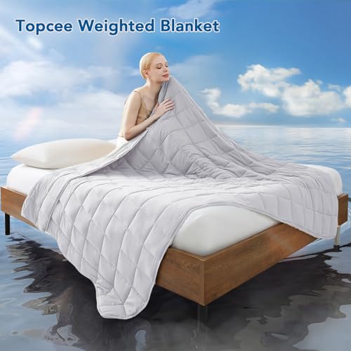 Topcee Weighted Blanket (20lbs 80"x87" King Size) Soft Cooling Heavy Blanket Sleeping, Apply to 190-210 lbs Body, Thick Breathable Blanket with Glass Bead, Easy Care