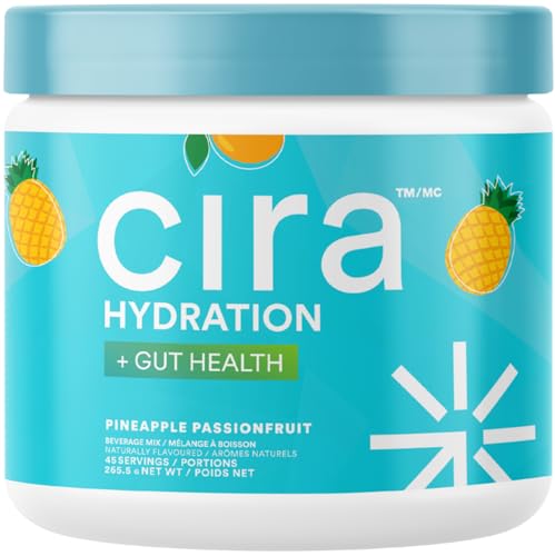 Cira Hydration + Gut Health Powder - Daily Electrolytes Powder, Prebiotics & Probiotics for Digestion - Electrolyte Powder Sugar Free Naturally Sweetened w Stevia - Pineapple Passionfruit, 45 Servings