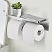 YUMORE Toilet Paper Holder, 304 Stainless Steel Bathroom Double Roll Tissue Holder with Shelf, Wall Mounted Washroom Dual TP Dispenser Storage, Flushable Wipes Dispenser, Brushed Nickel Finish