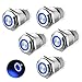 5Pcs 16mm Metal Latching Push Button Switch with Blue LED Light DC 12V/24V, LINKSTYLE ON/OFF 4 Pin Self-Locking Round Waterproof Marine Switch for Car RV Truck Boat SPDT