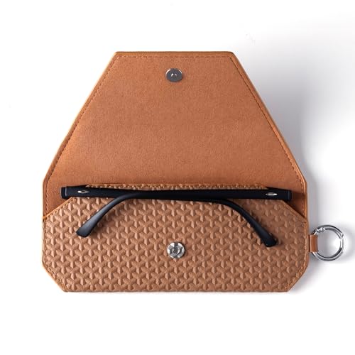 Image of VULKIT Portable Leather Eye Glasses Case for Women & Men, Slim Sunglass Case, Unisex Eyeglass Case