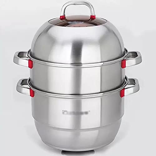 SaryEdge Olla vaporera/Olla de Acero Inoxidable Extra Gruesa para el hogar, Olla Grande para panecillos al Vapor para Cocina de inducción, Estufa de Gas, 26 cm,26cm