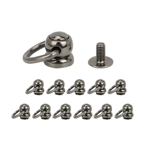 トチカン ネジ式 丸カン付き 12組入り 360度回転 金具 スマホ ドロップハンドル 留め具 アクセサリーパーツ レザークラフト 手芸 パーツ 黒ニッケル - GOUIUN - 商品画像