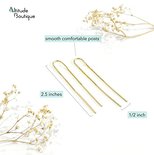 Altitude Boutique Threader Chain Earrings for Women | Gold Vermeil or Sterling Silver Long Dangle Earrings | Gold Drop Earrings Long Chain Earrings for Women, Dangle Earrings3