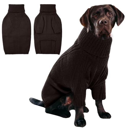 Image of IECOii XXL Dog Sweater,Thermal Knit Turtleneck Big Dog Sweater with Sleeve