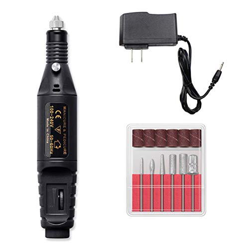 SportsWell Portable Electric Nail Drill Acrylic Nail Kit Tools File Kit Finger Toe Care Nail Tips Manicure Pedicure Polishing Machine (One Size,Black)