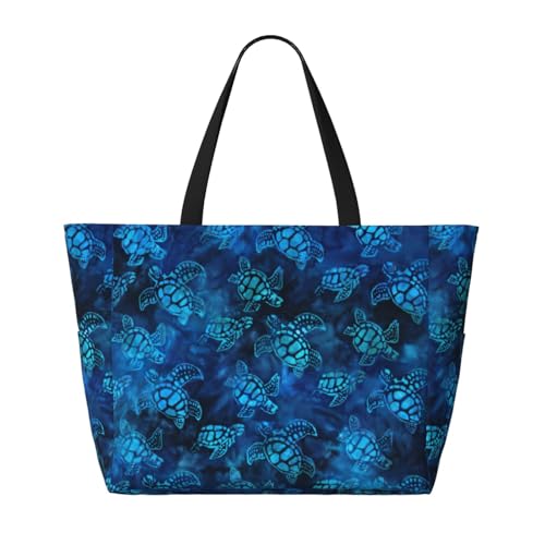 Sea Turtle-Blue Print Tote Bag Travel Companion For Beach Vacation Picnic & Daily Sporting Activities2