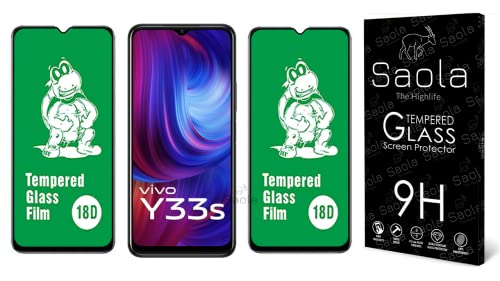 Image of Saola 18D Tempered Glass With Inbuilt AirBag Borders For Vivo Y33s (Pack Of 2) with Free Installation Kit. Full screen Coverage - 6.58 inch