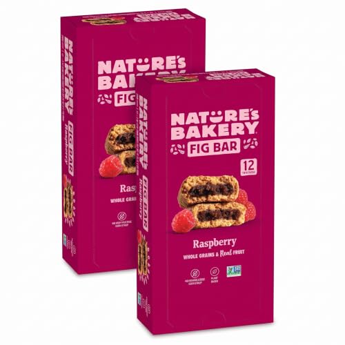 Nature’s Bakery Whole Wheat Fig Bars, Raspberry, Real Fruit, Vegan, Non-GMO, Snack bar (Pack of 24)