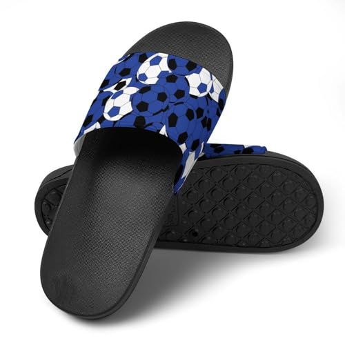 Dark Blue Soccer Ball Slippers for Women Rubber Slides Womens Sandal Slippers4