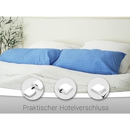 ZOLLNER 2er Set Kissenbezüge mit HV20 100% Baumwolle, 40x80 cm, Blau – Bild 3