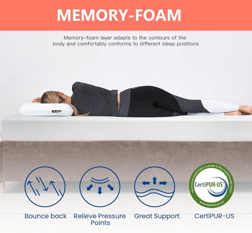 Image of FDW | 5 Inch Queen Mattress | Medium Firm | Gel Memory Foam Mattress | White | Bed in a Box, CertiPUR-US Certified | Pressure Relief, Cooling Ventilated Foam | Washable Removable Cover